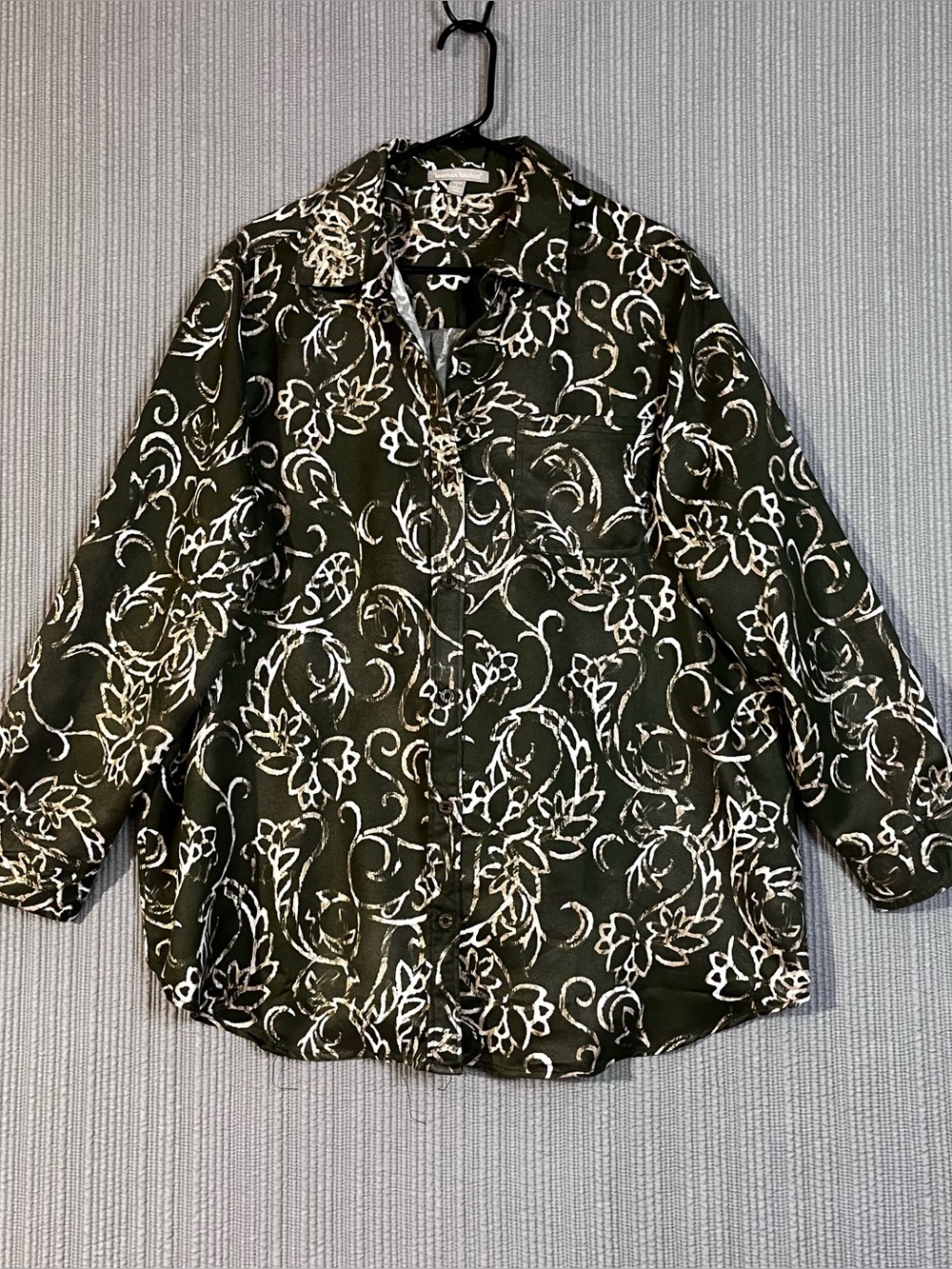 Woman Within Long Sleeve Button Up Shirt Blouse Faux Suede Womens 18/20 Large